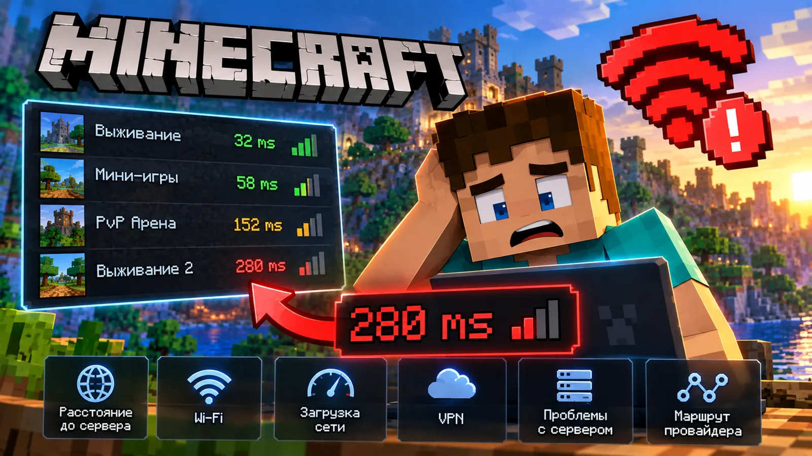Почему высокий пинг в Minecraft — причины и как снизить