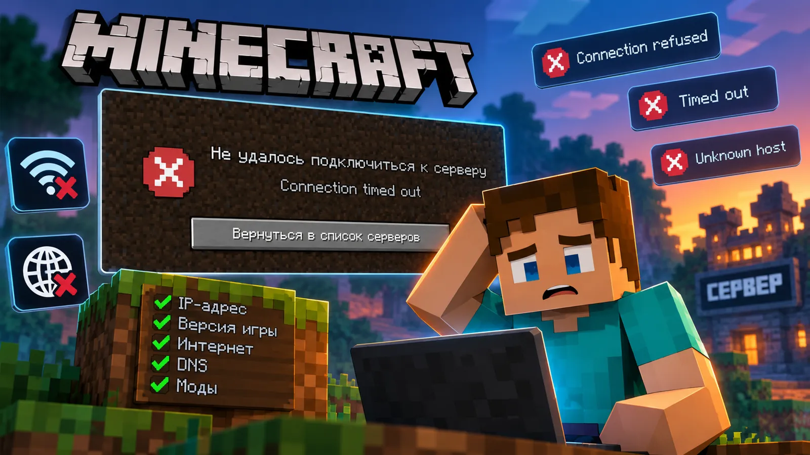Не удаётся подключиться к серверу Minecraft — что делать